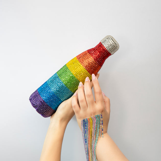 550ml Rainbow Plastic Water Bottle Double Layer Sequins Drinking
