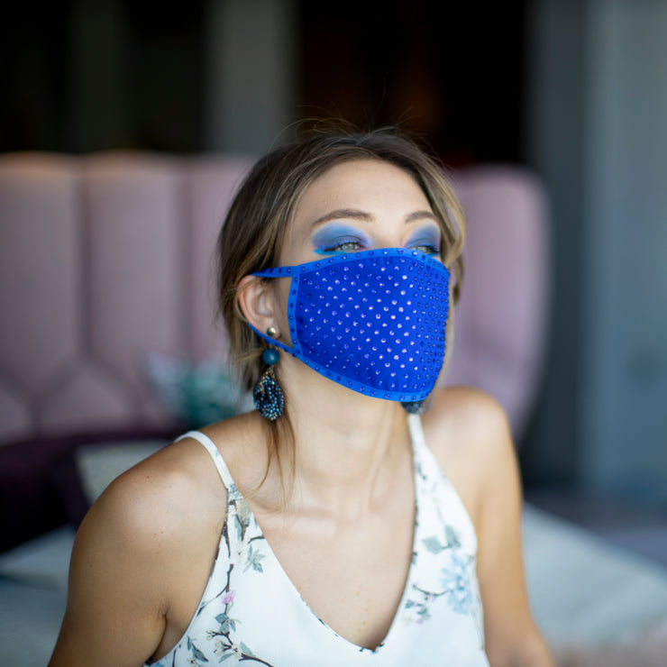 Blue Bling Face Mask