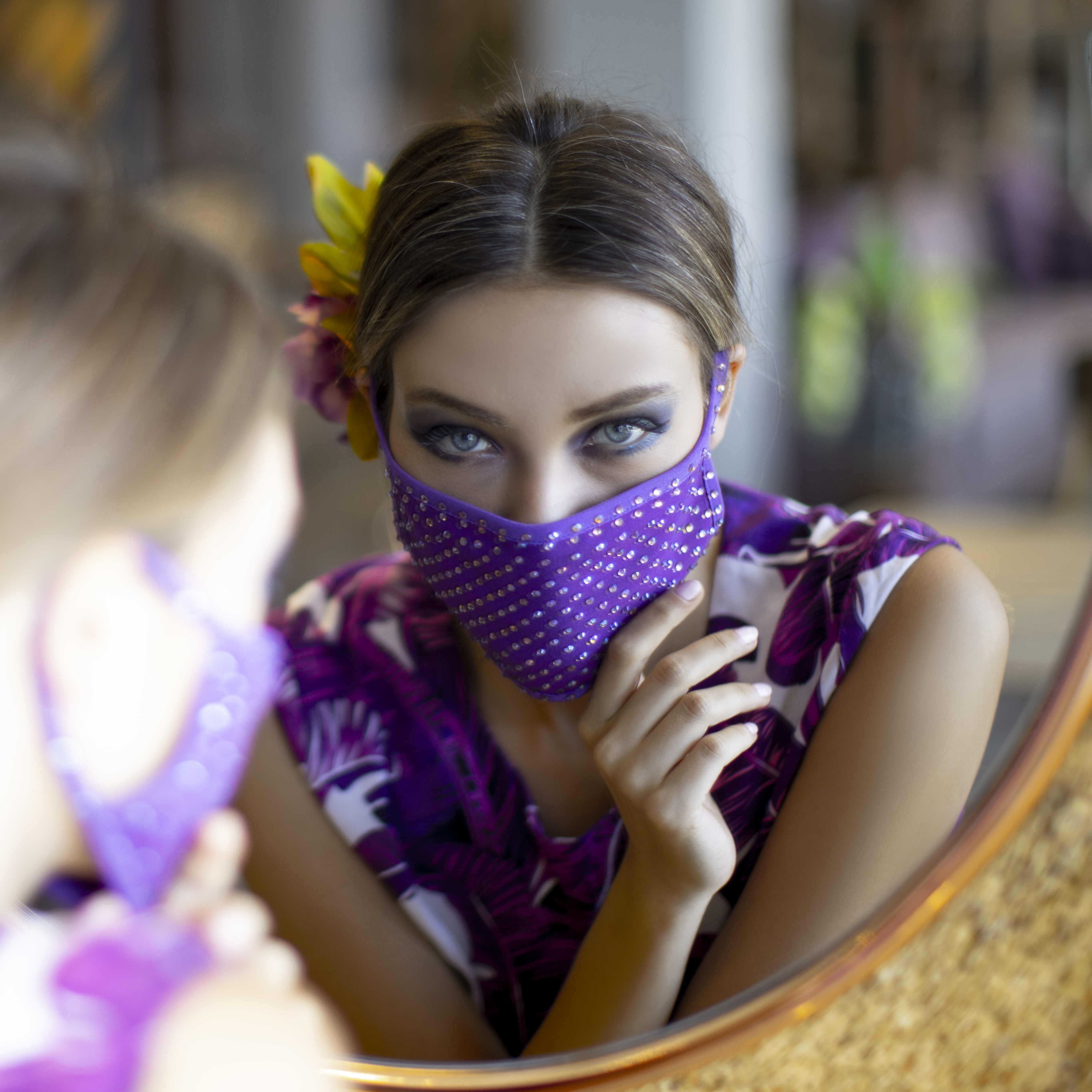 Purple Face Mask with Bling