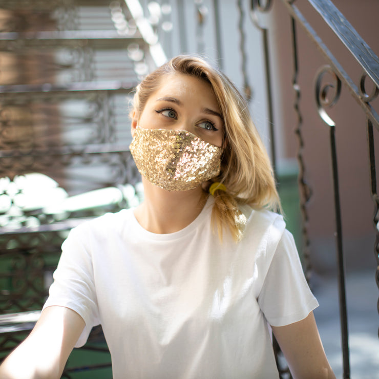 Gold Face Masks Glitter Decorative Fashionable for Women Girls