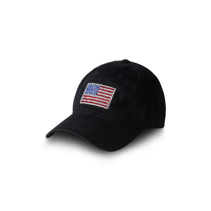 Bling US Flag Baseball Cap - Black