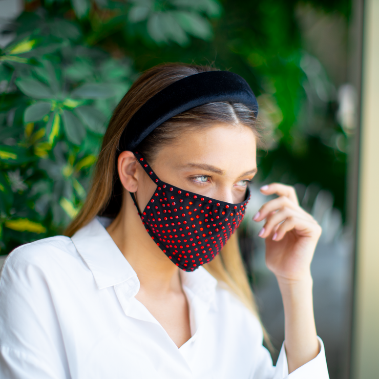 Red Crystal Fabric Face Mask