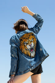 Lion Painting & Rhinestone Jean