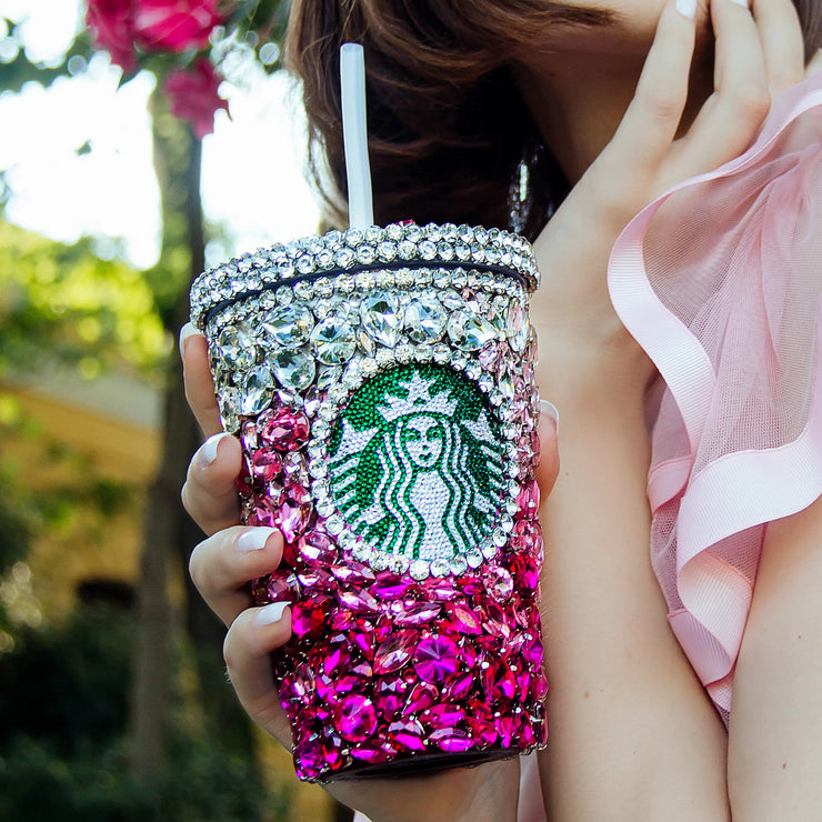 Crystal Starbucks Cup - Ombre Pink