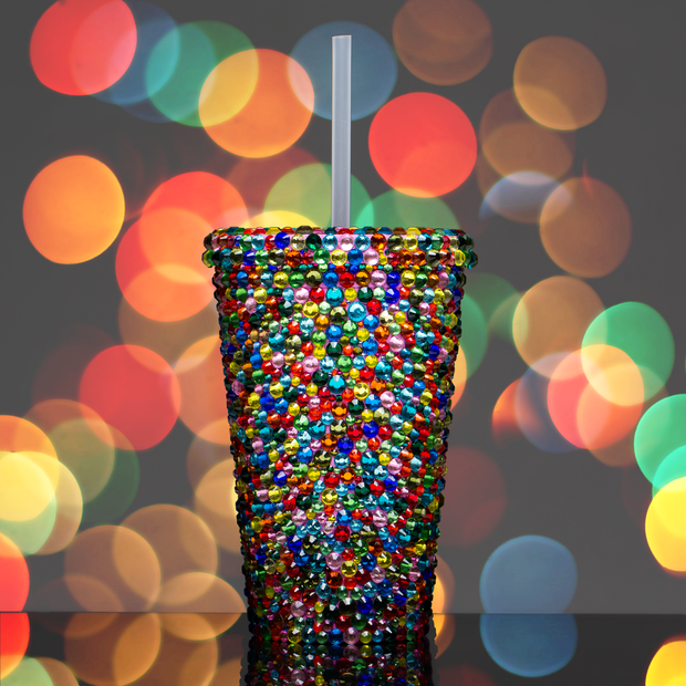 50 Shades of Bling Colorful Glitter Tumbler w/ Straw