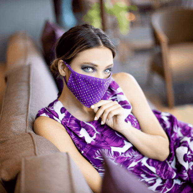 Purple Face Mask with Bling