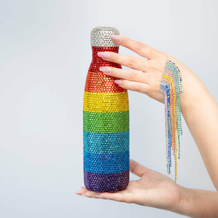 550ml Rainbow Plastic Water Bottle Double Layer Sequins Drinking
